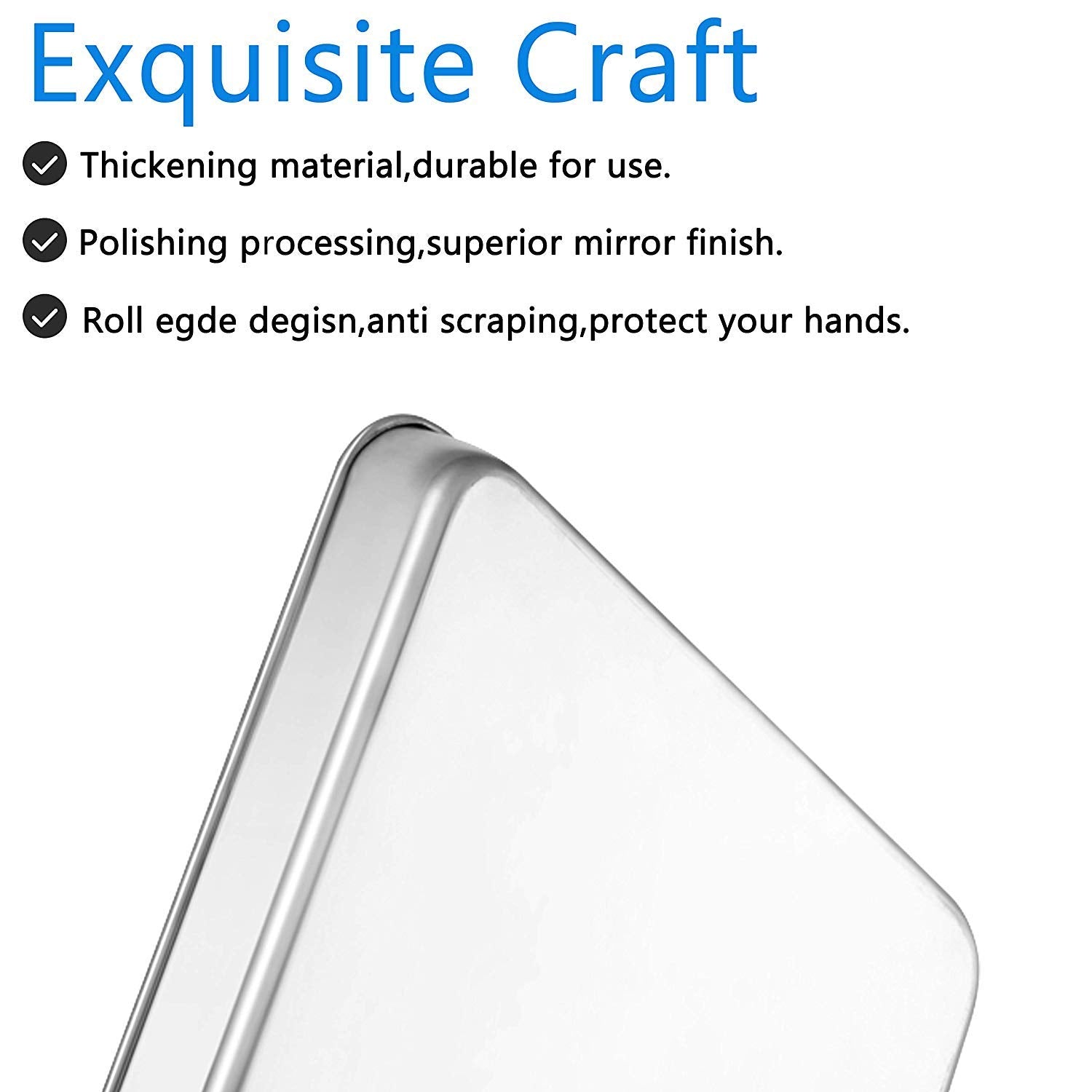 Bastwe Baking Sheet Set Of 5, Stainless Steel 5 Piece Cookie Sheet, Toaster Oven Baking Pan Set, Rectangle Size 16 X 12 X 1 Inch